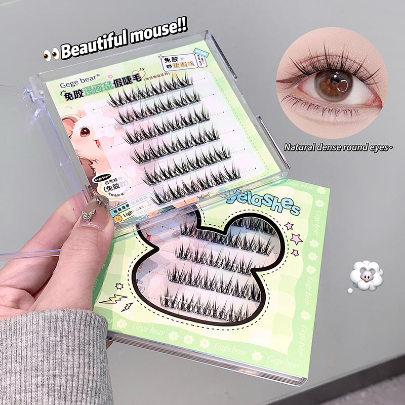 Set of false eyelashes in a box with an inset of an eye wearing the lashes.