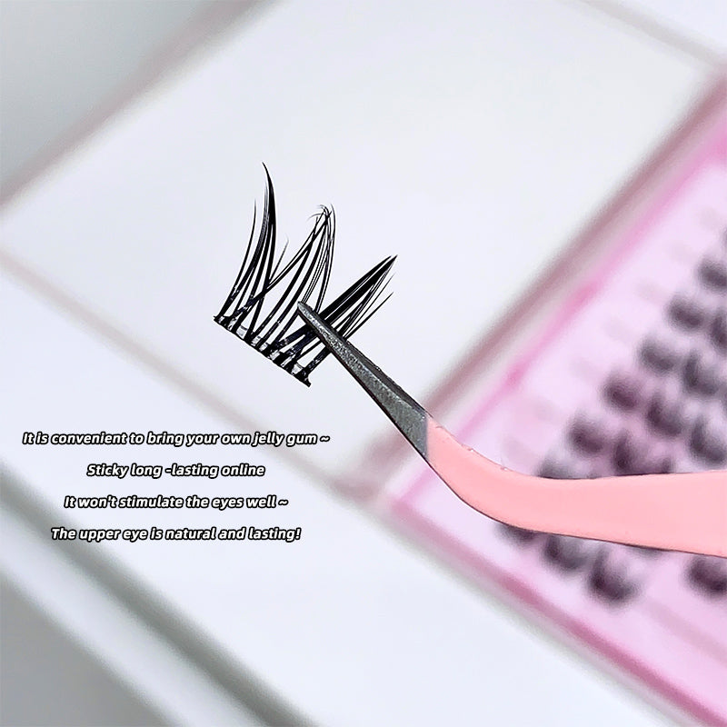 Eyelash extension tool with text on a blurred background