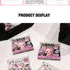 Product display of false eyelashes packaging with step-by-step instructions on a white background.