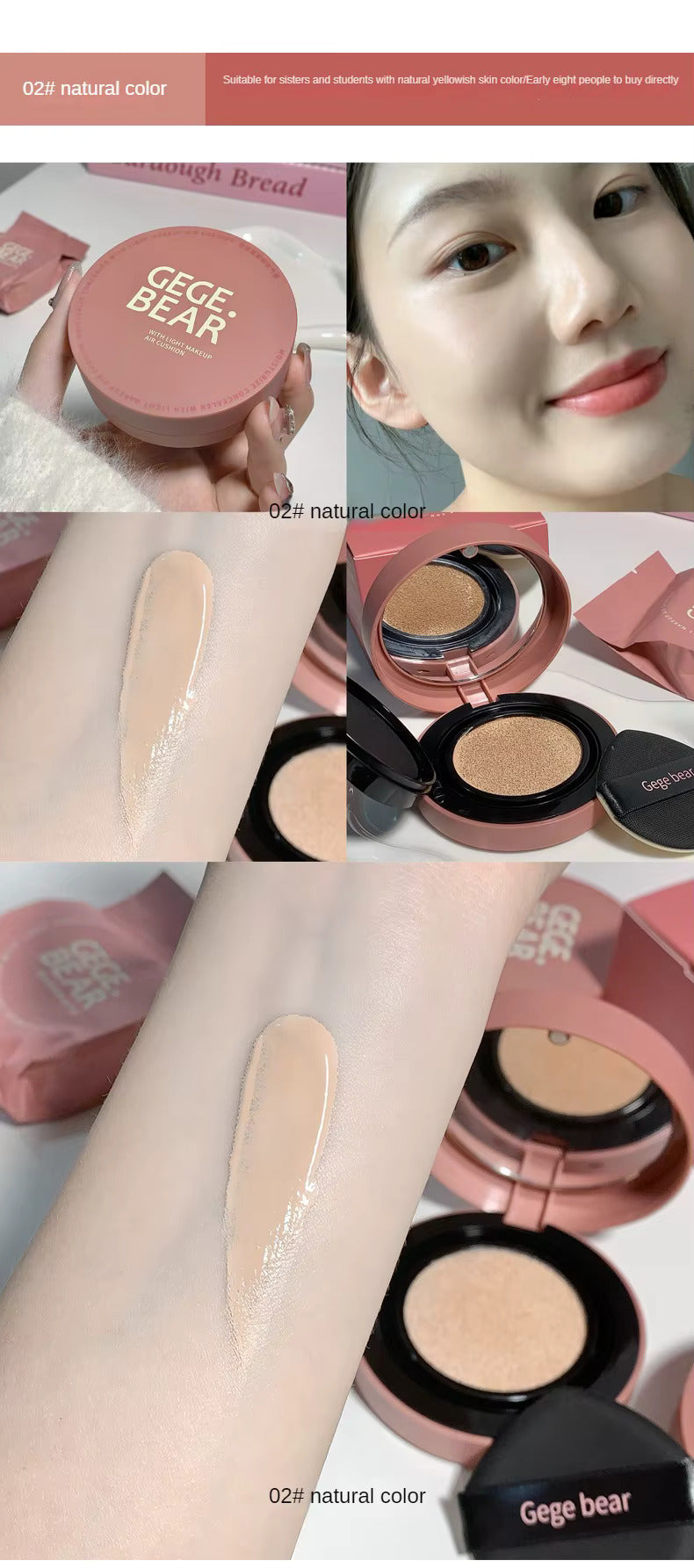 Gege Bear Moisturising Air Cushion Foundation with Refill