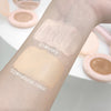 Cosmetic swatches on a arm with '01#Ivory' and '02#Natural Color' labels.