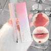 Lip product with packaging and close-up shots on a textured background