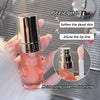Lip treatment product with text on moisturizing and skin care benefits, held by a hand.