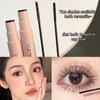 Makeup product with applicator and examples of application on a model's face.