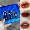 Gege Bear lip gloss set with close-up shots of lips wearing the glosses.
